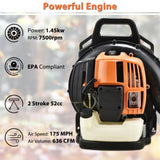 ZUN 2-Stroke Commercial Backpack Leaf Blower Gas Powered Grass Lawn Blowing Machine, Orange 84566815