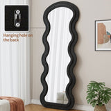 Flannel Full Length Wave Floor Mirror with Stand for Bedroom living room Hanging or Against The Wall W347P318393