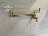 Gold Pot Filler Faucet Wall Mount Kitchen Folding Faucet with Double Joint Swing Arms, Two Handle 25957529