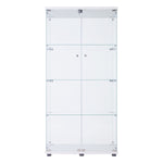 ZUN Two Door Glass Cabinet Glass Display Cabinet with 4 Shelves, White 99499710