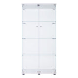 ZUN Two Door Glass Cabinet Glass Display Cabinet with 4 Shelves, White 99499710