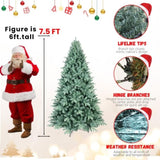 Artificial 7.5ft Blue green Tint Christmas Tree with 2148 PE/PVC Mixed Branch Tips, memory wireiron 45231221