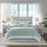 Oversized Cotton Jacquard Comforter Set Aqua Twin B03595759