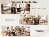 70.9" Rectangular Dining Table for 6 People, Fluted Panel Legs with 2 Side Storage Cabinets, MDF 65066596