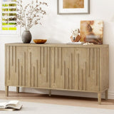 U_Style 59.8" 4-Door Sideboard,Hidden Handle,Distinctive Solid Ash Veneer Buffet with Storage, N711P290714O
