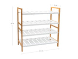 2 Pack Bamboo 4 Tier Stackable 12 Pair Shoe Rack in White 00575025