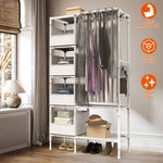 ZUN Portable Closet Wardrobe Clothes Storage Cabinet Organizer Garment Hanging Rack Shelves 92387873