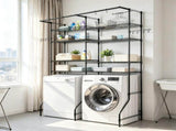 6-Tier Over Washer and Dryer Storage Shelves, Adjustable Laundry Room Organizer with Hanger Rod & 44446386