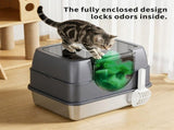 Galaxy stainless steel gray cat litter box, sturdy and durable, easy clean, odorless, non stick 61124127