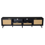 Rattan TV Stand for TVs up to 85'', Modern Farmhouse Media Console, Entertainment Center with Solid N710P263816B
