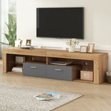 ZUN Modern Design TV Stands for TVs up to 80'', LED Light Entertainment Center, Media Console with 6 N710P179622E