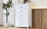 ZUN Retro American Country Style Wooden Dresser with 5 Drawer, Storage Cabinet for Bedroom, White N733P207094K