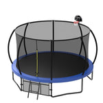 ZUN 12FT Recreational Kids Trampoline with Safety Enclosure Net & Ladder, Outdoor Recreational K1163P168399