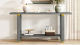 U_Style 62.9" Modern Minimalist Console Table, Solid Wood Entryway Sofa Table with Metal Accents, N711P289140E