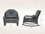 Mix Gray Handwoven PE Rattan Porch Rocking Chair, Metal Frame Safe Smooth Rocker with Removable 38238544