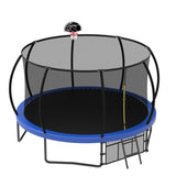 ZUN 12FT Recreational Kids Trampoline with Safety Enclosure Net & Ladder, Outdoor Recreational K1163P168399