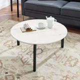 ZUN Living Room Coffee Table: Modern and stylish 36 inch round small coffee table, imitation marble W1781P178603