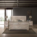 Imerland Contemporary White Wash Finish 3-Piece Bedroom Set-Sleigh Bed and Two Nightstands, Queen T2574P201972