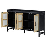 TREXM Rustic Sideboard with Decorative Rattan Doors and Adjustable Shelves for Entryway, Dining N715P203848B