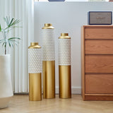 Floor metal vase modern style decoration droplet shaped white metal vase 3-piece set gorgeous W2796P290484