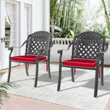 Cast Aluminum Patio Dining Chair 2PCS With Black Frame and Cushions In Random Colors W1710P166003