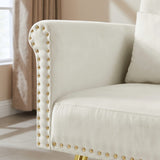 OFF WHITE velvet armchair with metal legs W58861172