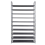 Simple Assembly 10 Tiers Non-woven Fabric Shoe Rack with Handle Black 09118924