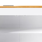 K&K 74.8" Kitchen Island with Extendable Dining Table, Kitchen Storage Cart with 3 Drawers, Power N707P303401W