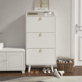 ZUN Modern Arc Design Shoe Cabinet With 3 Drawers,Shoe Storage Cabinet for Entryway,Outdoor,White Finish W760P144072