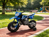 Blue 12V Kids Electric Motorcycle Twist Handle Throttle, Safety Training Wheels, Rear Suspension 71739891