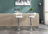 Set of 2 Bar Stools,with Chrome Footrest and Base Swivel Height Adjustable Mechanical Lifting Velvet W1249P247722