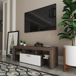 ZUN 20 minutes quick assembly brown simple modern TV stand with the toughened glass shelf cabinet 48653243