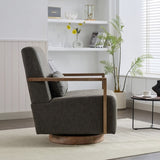 30.3"W Swivel Modern Upholstered Accent Chair with Solid Wood Armrests and 360 Degree Comfy Lounge W1298P246437