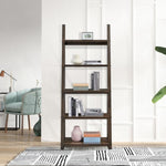 ZUN 5-Tier Shelves,Bookshelf, Storage Rack, Bookcase with Rubber Wood Frame, Ladder Shelf for Living W2582P195345