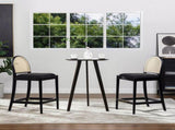 Panama 26.5" Curved Back Cane Rattan Counter Stool, Set of 2, Ebony Black Boucle B2719P238388