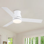 ZUN 48" White Blades Lowe Profile Ceiling Fans with Light W1367134171