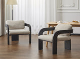 2-Pack Dining Chairs with Pillow Back, Beige Fabric, Black Solid Wood Frame N779P298399A