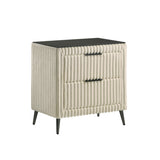 Mavela Wide Wale Corduroy Upholstery Nightstand, Cream T2574P243651