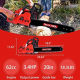 TMAXTOOL 62cc Powerful 20 inch Gas Chainsaw with 2 Stroke - Perfect for Pruning, Limbing, and W3676P337561