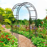 Metal Garden Arch L59'' x W17.71'' x H90.55'' Climbing Plants Support Rose Arch Outdoor Black W1586P268781