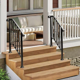 Matte Black Outdoor 2-Step Iron Handrail 50228565