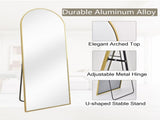 21"x64" Arched Full Length Mirror Full Body Free Standing Floor Mirror, Gold 53020060