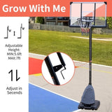 ZUN Height Adjustable 6 to 10ft Basketball Hoop 44 Inch Backboard Portable Basketball Goal System with 44404530