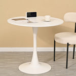 ZUN 31.5" Round Dining Table, Mid-Century White Tulip Table, Metal Base Pedestal Table for 2-4 W2533P170056