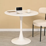 ZUN 31.5" Round Dining Table, Mid-Century White Tulip Table, Metal Base Pedestal Table for 2-4 W2533P170056