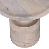 Contemporary Round Solid Wood End/Side Table, Living Room Sofa Side Table, Oak White Finish, Light B011P216679
