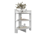 Side Table 31.70" H, with 3 Shelves, 3 Legs, White B097P250831