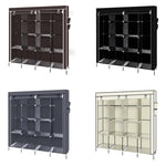 ZUN 67" Clothes Closet Portable Wardrobe Clothes Storage Rack 12 Shelves 4 Side Pockets Dark Brown 71588089