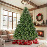 ZUN 9ft Artificial Christmas Tree, Premium Unlit Full Tree with 3655 Branch Tips, Metal Stand, 71829794