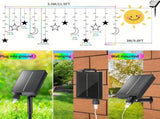 Warm yellow moon star curtain light with 148 LED solar curtain lights including 30519744